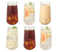 Eden & Willow Striped Highball Glasses, Set of 6 Drinking Water Glasses, Premium Borosilicate Glass, Tumbler Set Ideal for Cocktails & Cold Beverages