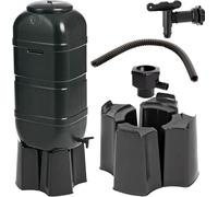 Edena 100L Slim Space Saver Water Butt with Tap, Lid & Stand - Rainwater Collection Barrel for Garden, Outdoor Water Storage Tank, Compact Slimline Water Butt Kit, Black