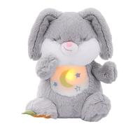Edencomer Breathing Bunny Plush - Newborn Toys with Simulated Breathing, Soothing Music & Night Light, Anxiety Relief Plush, Breathing Teddy Gifts for Baby Kids Boys Girls (Grey Rabbit)