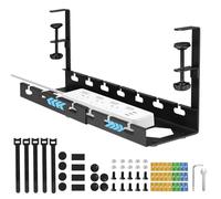 Edencomer Under Desk Cable Management Tray, 11.2''-21.8'' Retractable Under Desk Cable Tray for Keeping Cable Tidy, No Drill Sturdy Steel Wire Management for Office and Home Standing Desk