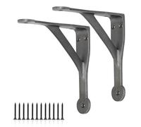 Edenic 2pcs Scaffold Board Gallows Shelf Brackets - 5x5 Inch Cast Iron Heavy Duty Wall Bracket for Shelves with 12 Wall Mounted Screws 30mmx4mm for Kitchen Shelving, Living Room, Outdoor Support