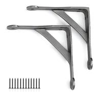 Edenic 2pcs Scaffold Board Gallows Shelf Brackets - 6x6 Inch Cast Iron Heavy Duty Wall Bracket for Shelves with 12 Wall Mounted Screws 30mmx4mm for Kitchen Shelving, Living Room, Outdoor Support