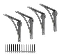Edenic 4pcs Scaffold Board Ironbridge Shelf Brackets - 5.5x7 Inch Cast Iron Heavy Duty Wall Bracket for Shelves, 16 Wall Mounted Screws 25mmx4.5mm for Kitchen Shelve, Living Room, Outdoor Support