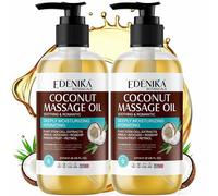 Edenika Botanicals Tropical Coconut Massage Oil for Massage Therapy, Soothing Massage Oil with Coconut & Passion Fruit Oil for Muscle Relaxing, Skin Moisturizing & Hydrating, 2-Pack