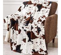 Edenleaf Flannel Cow Print Blanket, Ultra Cozy Cow Throw Blanket for Couch, Bed and Travel, Twin Size 60"x80"