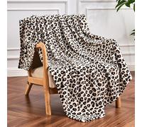 Edenleaf Leopard Print Blanket Fleece Throw for Bed Sofa Travel and Camping, Super Soft Cozy Fluffy Plush Cheetah Print Blanket for All Seasons 50"x60" (Cream)