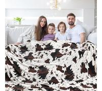Edenleaf Queen Size Cow Blanket for Couch Bed, Soft Cozy Fleece Cow Printed Blanket for All Seasons 90"x90" (Dark Brown)