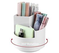 EDENMS Desk Pencil Pen Holder, 3-Slot 360-Degree Spinning Desk Organizer, Cute Pencil Cup Pot for Office, School, Art Supply - Gray