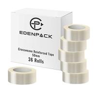 Edenpack 36 Rolls Extra Strong Crossweave Reinforced Tape 50MM x 50M Bi-Directional Filament Strapping Fiberglass Reinforced Tear Resistant Heavy Duty Tape, Clear