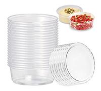 Edenpack 8oz Plastic Food Containers with Lids Reusable Takeaway Microwave Freezer Safe Tubs Pots Food Prep Salad Cereal Dip Leak Proof Deli Tubs (25)