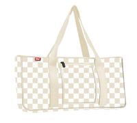 EdenRiver Mahjong Bag Stylish Tile Game Case for Tiles and Racks, Mahjong Accessories Organizer with Two Wrappers, Portable Mahjong Case Only (Off-white Grid)
