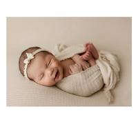 Ederafoto Newborn Photography Backdrop Kit Props Wrap Backdrop Kit Baby Photoshoot Texture Knitted Fringe Waffle Sweater (Beige Background with Wrap)