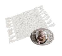 Ederafoto Newborn Photography Props Baby Photoshoots Photo Posing Macrame Rug Backdrop (White A)