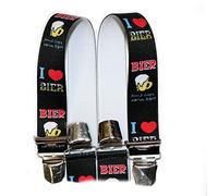 EDERER I Love Beer - Braces from Austria - Austria - Vienna - I Love Beer Design 35 mm Wide in H Shape with 4 Extra Strong Clips / I Love Beer Black P-003, Black with beer, Länge 110 cm Breite 35 mm