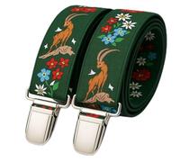 EDERER Men's Braces - Capricorn Alps Edelweiss Pattern - 3.5 cm Wide, Adjustable 65-125 cm - X-Shape - Robust Clips & High Comfort - Ideal for Outdoor, Work & as a Stylish Gift ST-003