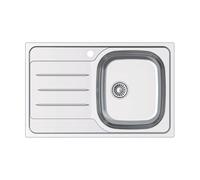 Edesa Kitchen Sink on Countertop 1 Square Basin 1 Drainer Weathervane SE 79 cm 79 x 50 cm Stainless Steel Depth 18 cm Absorbent Bottom Accessories Included Grey