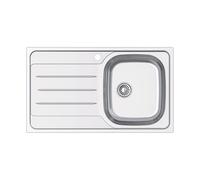 Edesa Kitchen Sink with Drainer Left 1 Bowl Veleta SE 86 x 50 cm Over Countertop Depth 18 cm Base Absorbent Bottom Accessories Included Grey Stainless Steel