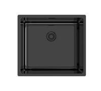 Edesa Sink Kitchen Undercounter 1 Square Bowl Fuji BE 45X40 cm Stainless Steel Depth 18 cm Absorbent Bottom Accessories Included Black