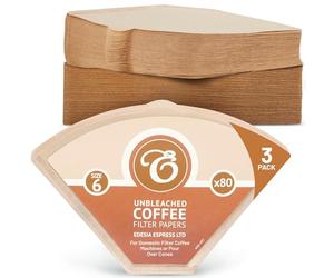 EDESIA ESPRESS - 3x80 Cone Coffee Filters in Paper - Coffee Filter No.6 for Manual Coffee Maker, Pour-Over and Gentle Brewing - Size 6 Brown