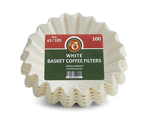EDESISA ESPRESS - 100 Size 45/185mm Basket Coffee Filter Papers White - Compatible with Kalita Wave KWF-185
