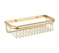 Edessa Colore Large Wall Mounted Rectangular Wire Basket | Brushed Brass | 300mm x 80mm x 130mm