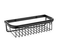 Edessa Colore Large Wall Mounted Rectangular Wire Basket | Matt Black | Brass | 300mm x 80mm x 130mm