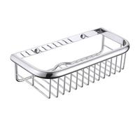 Edessa Large Wall Mounted Rectangular Wire Basket | Chrome | Brass | 300mm x 80mm x 130mm