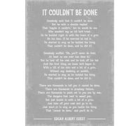 Edgar Albert Guest It couldn't be done poem art print (Grey). Size A4