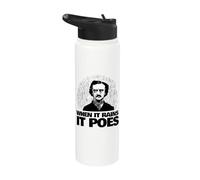 Edgar Allan Poe Funny When it Rains it Poes Stainless Steel Insulated Water Bottle