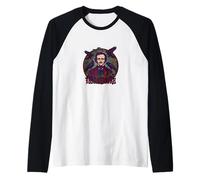 Edgar Allan Poe Nevermore Gothic Stained Glass Raven Raglan Baseball Tee