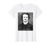 Edgar Allan Poe Portrait Value Graphic T-Shirt, Women, White, XL