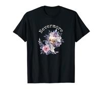 Edgar Allan Poe The Raven Nevermore Gothic Floral Womens Top T-Shirt