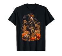 Edgar Allen Poe Scarecrow Sunflowers Crow Raven Pumpkin Value Graphic T-Shirt