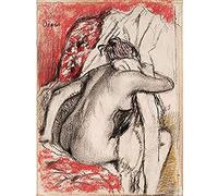 Edgar Degas After The Bath Seated Woman Drying Herself Art Print Canvas Premium Wall Decor Poster Mural