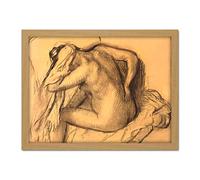 Edgar Degas After The Bath Woman Drying Her Hair Large Framed Art Print Poster Wall Decor 18x24