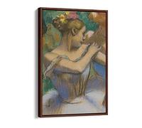 Edgar Degas Ballet DancerWhite Green Canvas Floater Frame Print Picture Art - Walnut Frame 24 inch wide x 36 inch high