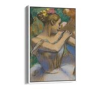 Edgar Degas Ballet DancerWhite Green Canvas Floater Frame Print Picture Art - White Frame 8 inch wide x 12 inch high