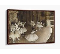 Edgar Degas, Ballet Rehearsal On Stage Canvas Floater Frame Print Picture Art - Walnut Frame 24 inch wide x 16 inch high