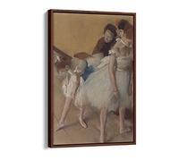 Edgar Degas Dance Examination White Canvas Floater Frame Print Picture Art - Walnut Frame 12 inch wide x 18 inch high