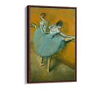 Edgar Degas Dancers At The Barre Canvas Floater Frame Print Picture Art - Walnut Frame 8 inch wide x 12 inch high