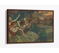 Edgar Degas, Four Dancers Gold Brown Canvas Floater Frame Print Picture Art - Walnut Frame 12 inch wide x 8 inch high