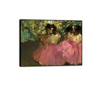 Edgar Degas Prints on canvas Dancers in Pink Impressionist Art Posters Cool Canvas Wall Art Bedroom Living Room Classroom Decoration 40x30cm(16x12in) Black Framed