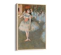 Edgar Degas The Star 2 White Grey Canvas Floater Frame Print Picture Art - Light Oak Frame 12 inch wide x 18 inch high