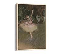 Edgar Degas The Star White Brown Canvas Floater Frame Print Picture Art - Light Oak Frame 16 inch wide x 24 inch high