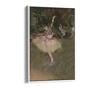 Edgar Degas The Star White Brown Canvas Floater Frame Print Picture Art - White Frame 12 inch wide x 18 inch high