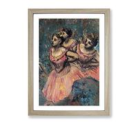 Edgar Degas Three Dancers Classic Painting Framed Wall Art Print, Ready to Hang Picture for Living Room Bedroom Home Office Décor, Oak A3 (34 x 46 cm)
