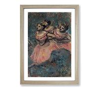 Edgar Degas Three Dancers Framed Print | A2 Oak Framed Wall Art | Ready to Hang | Modern Nature Picture | Living Room Bedroom Lounge Office