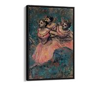 Edgar Degas Three Dancers Pink Blue Canvas Floater Frame Print Picture Art - Black Frame 16 inch wide x 24 inch high