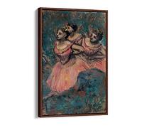 Edgar Degas Three Dancers Pink Blue Canvas Floater Frame Print Picture Art - Walnut Frame 16 inch wide x 24 inch high