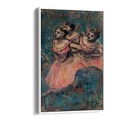 Edgar Degas Three Dancers Pink Blue Canvas Floater Frame Print Picture Art - White Frame 8 inch wide x 12 inch high